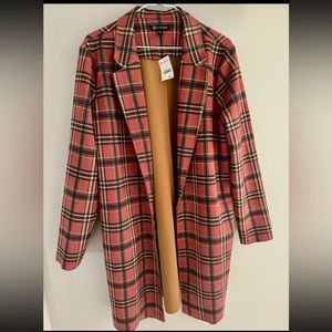 Versona Burnt Orange Plaid Overcoat. New with Tags!